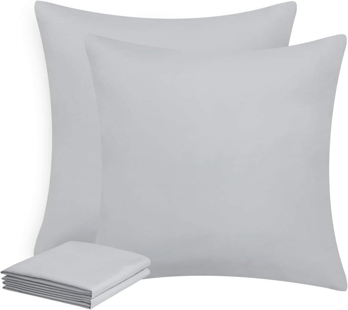 SnelShoppen - Set van 2 Kussenslopen 80 x 80 cm met Rits - Microvezel Zacht Kussenhoes Lichtgrijs - Ademend voor Thuis, Slaapkamer en Woonkamer