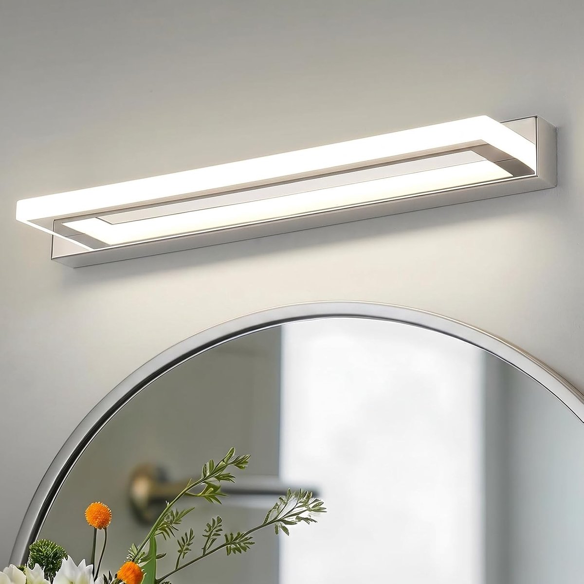 Led-spiegellamp - Chroom - 42 cm - Moderne Wandlamp met Schakelaar - Voor Badkamer