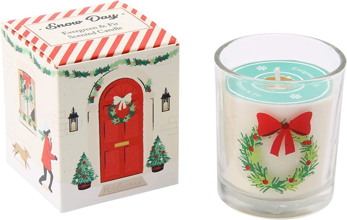 SnelShoppen - Geurkaars Evergreen & Fir - Luxe Geurkaars - Cadeau voor Feesten, Kerst, Camping, Huisdecoratie - Geurkaars in Doos - 220g