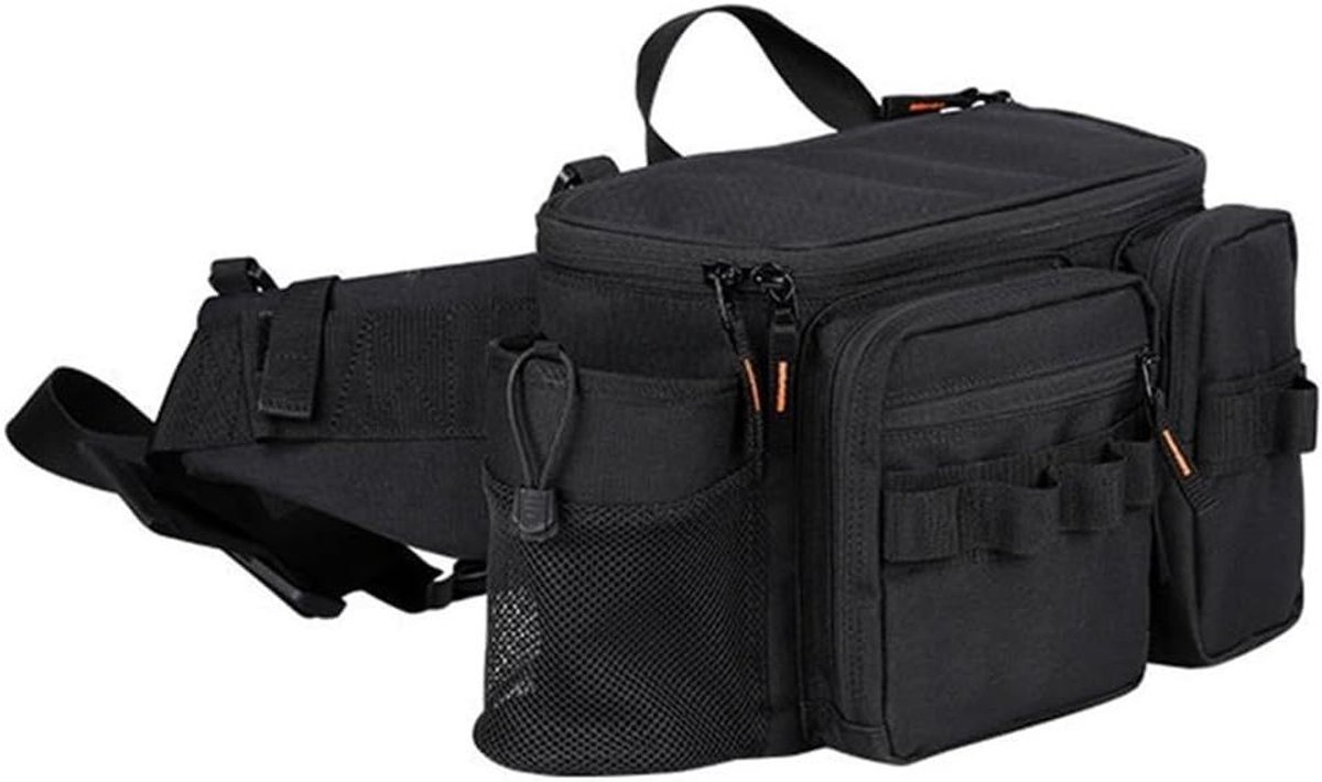 Draagbare Hengeltas - Visgerei Tas - Vissen Organiseren - U-vormige Rits - 34 x 15 x 23 cm - Zwart