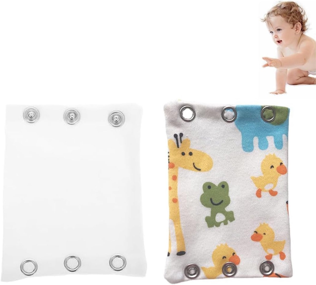 Baby Bodysuit Extender - 2 stuks - Dierenmotief en wit - Verleng de pasvorm van rompers - SnelShoppen