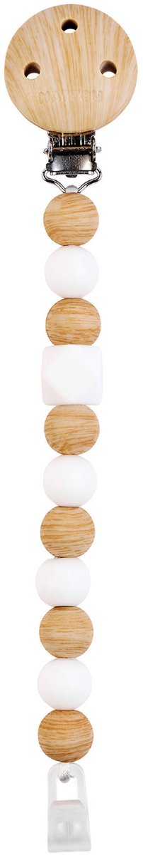 Nattou Silicone Speenkoord - Fopspeenketting - 30 cm - Beige Wit Gestipt