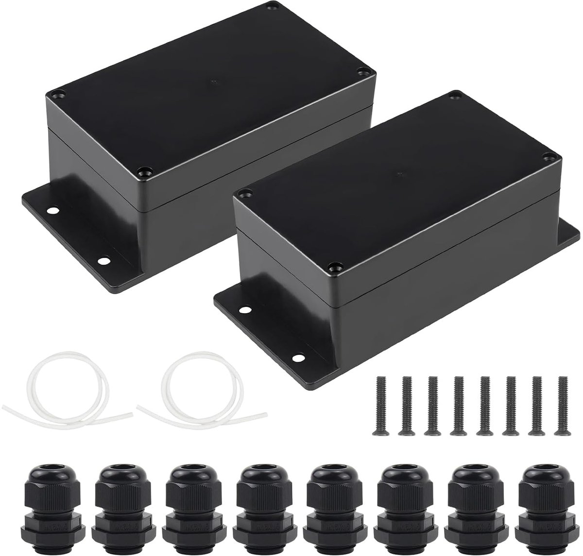 IP65 Branch Box, Pack of 2, ABS Plastic with 8 Connectors, Electrical Junction Box for Tools, Power Supplies - ShopVlot