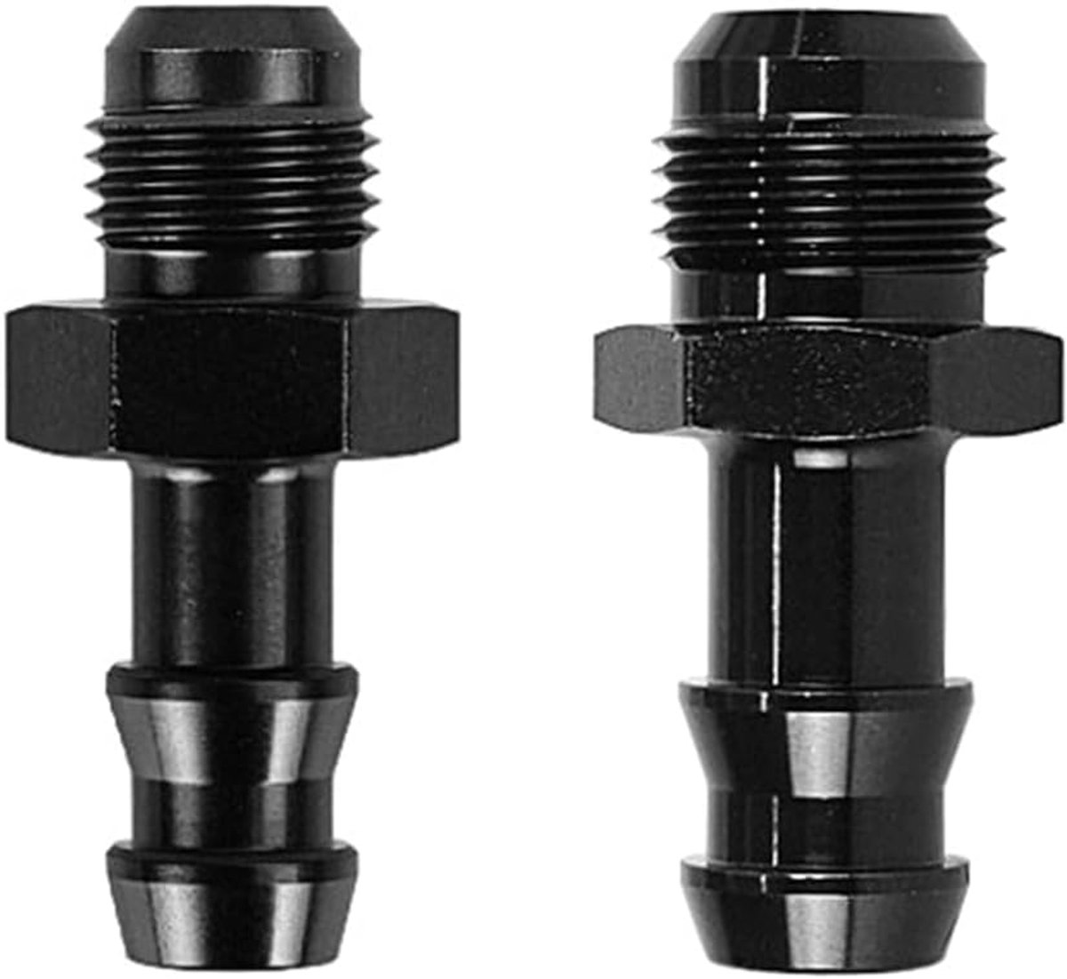 SnelShoppen - 2 Stuks 6AN en 8AN 3/8 Inch Mannetje Draad en 1/2 Inch Slangverbinding Rechte Adapter Aluminium Zwart