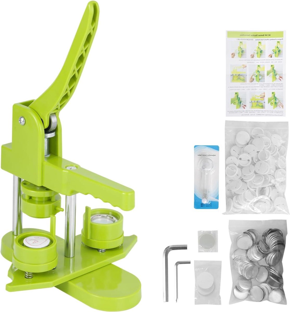 Buttonmachine - Badge Maker - Creatieve Geschenken Maken - Complete Set - 25 mm - Groen