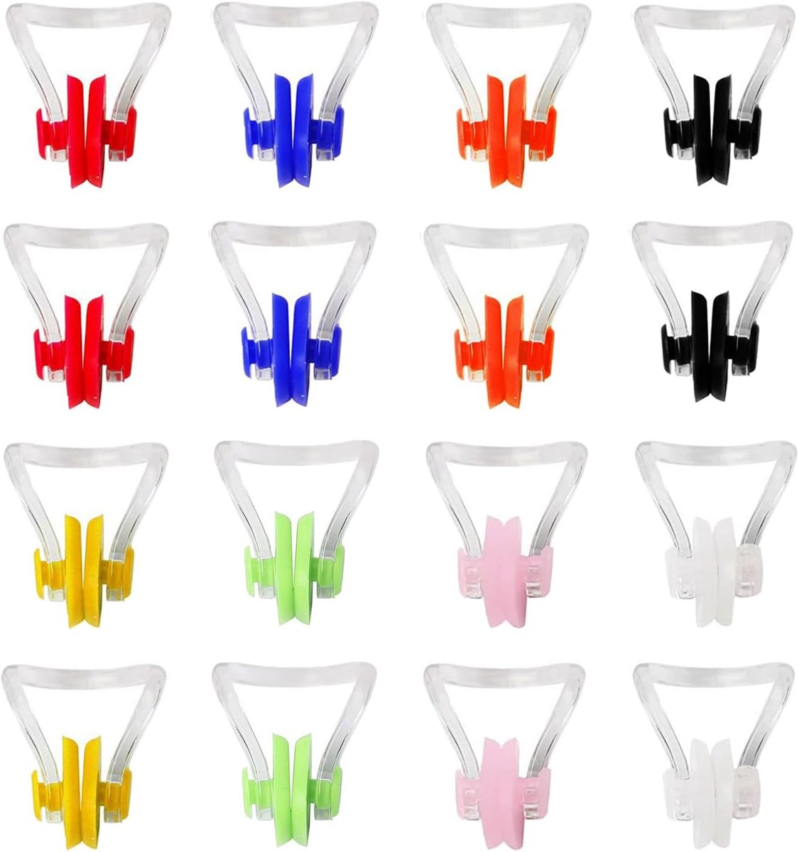 Neuspluggen 16Pcs Herbruikbaar Waterdicht - Siliconen Neusbescherming - 8 Kleuren - Ideaal voor Zwemtraining - SnelShoppen