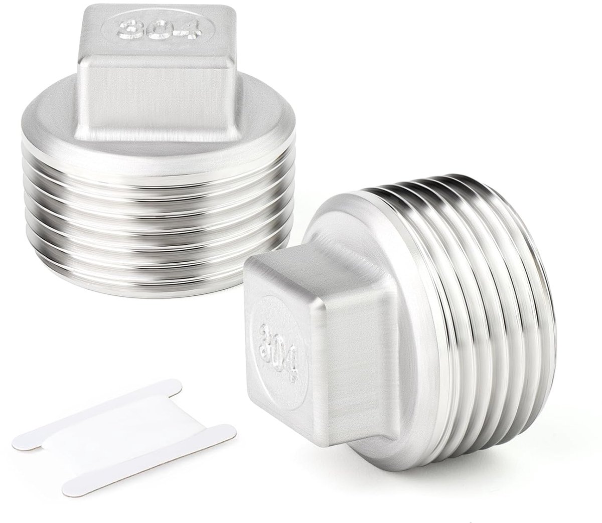 SnelShoppen - 2x 1/2" BSP Buiten Vierkante Draad Plug Fitting, 304 RVS Plug Pijpfitting, Sterk en Corrosiebestendig, Voor Hoge Temperatuur en Druk, Ee