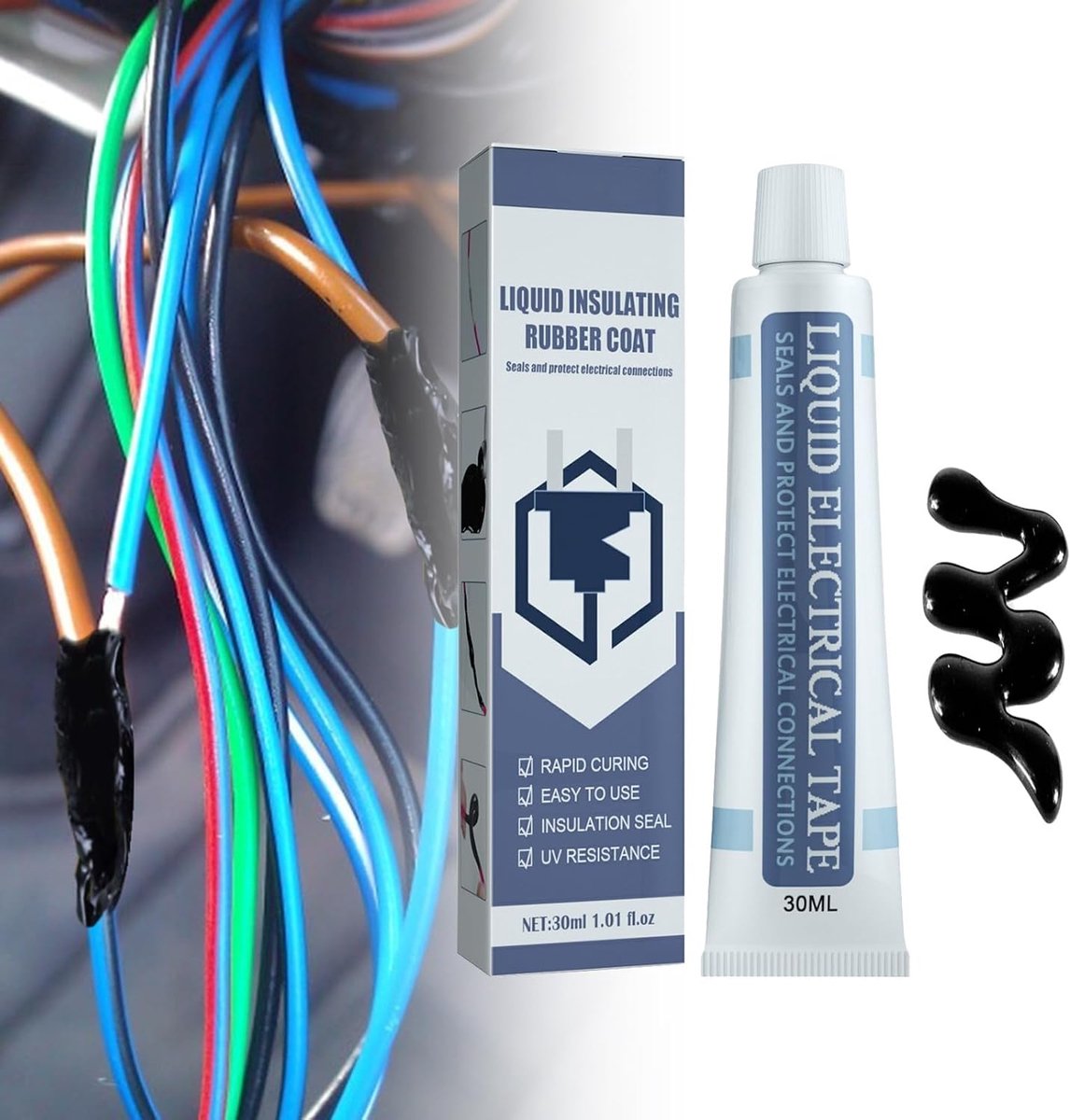 SnelShoppen - Vloeibare Isolatietape, Vlamvertragende Lijm, Zwart, 30ml, Hoge en Lage Temperatuur Weerstand, Perfect voor Elektrische Toepassingen en