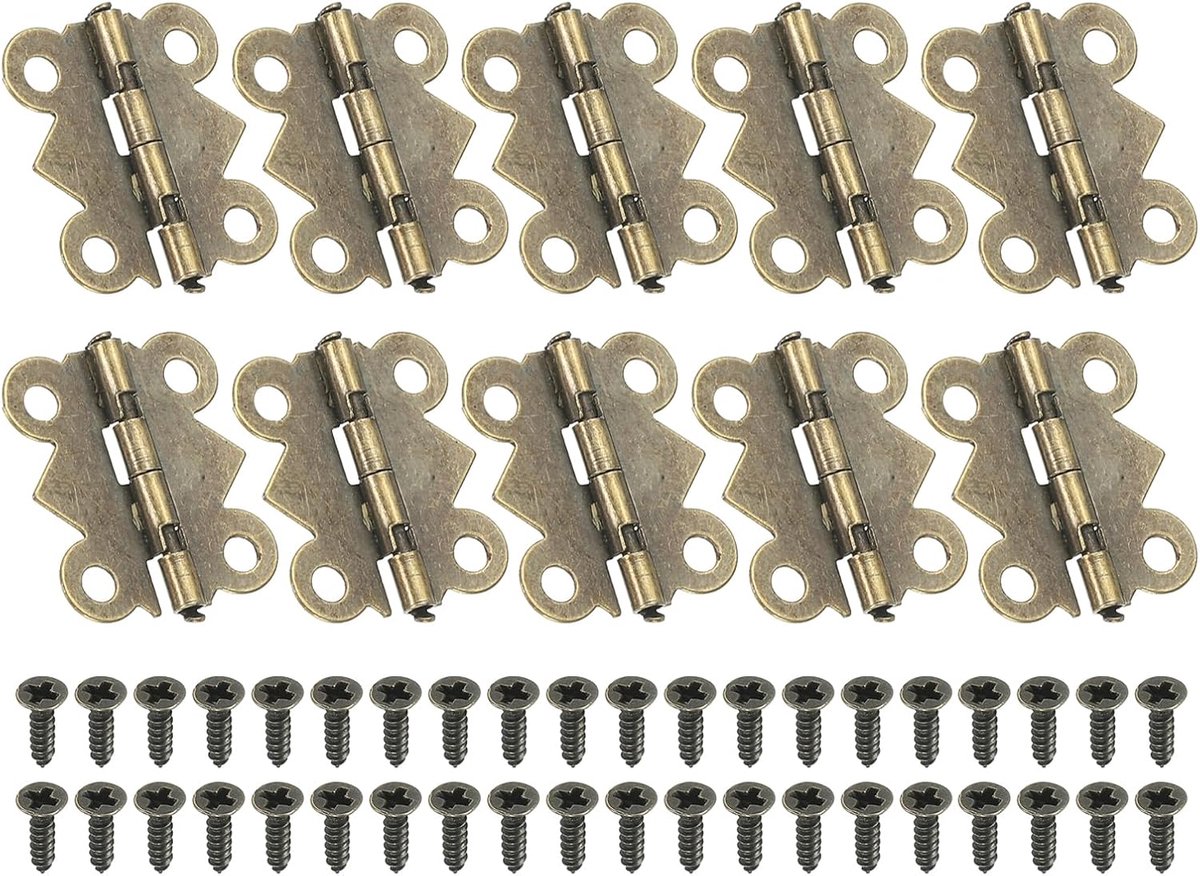 SnelShoppen - Mini Vlinder Scharnieren 3/4 Inch, 10 Stuks 180 Graden Bruin Metaal voor Sieradenkist, Kast, Houten Dozen en Lades