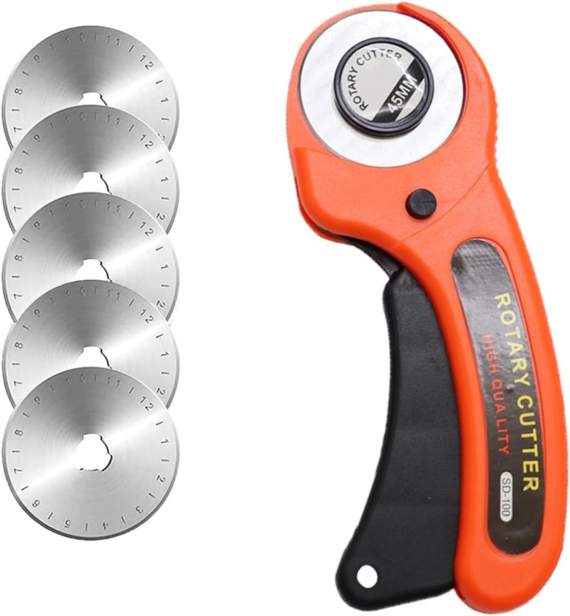 SnelShoppen - Professioneel Rotary Snijmes 45 mm met 5 Vervangende Snijbladen, Ronde Snijder voor Stof, Leer, Nitro en Meer, Geschikt voor Naaien en P