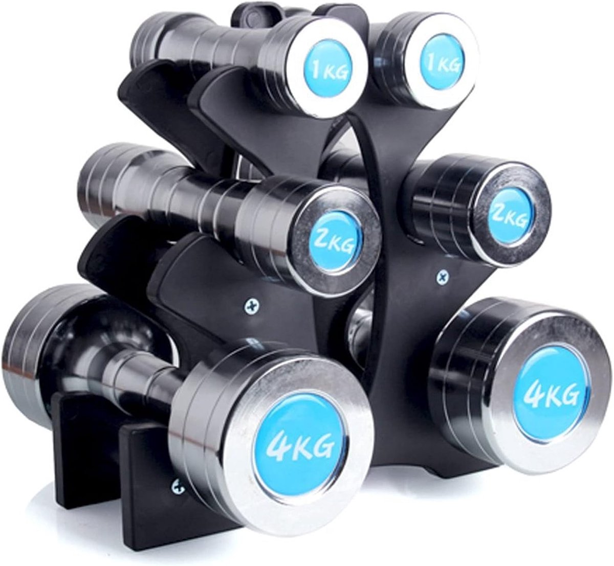 SnelShoppen - Halterrack, 3 Laags PP Afneembaar Dumbbell Opslagrek Boomvorm Compact Gewicht Standhouder voor Thuis Gym