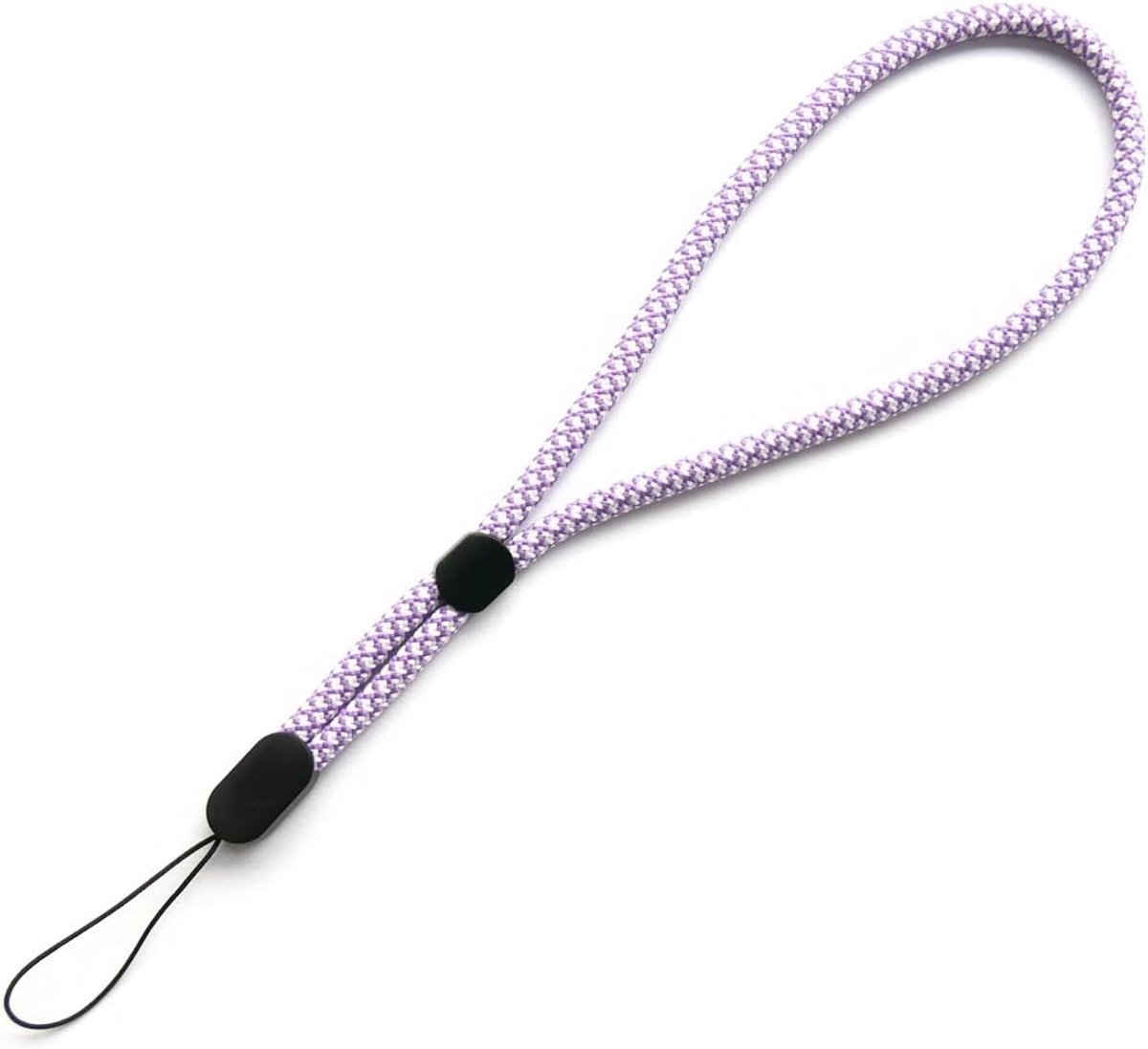 SnelShoppen - Korte verstelbare polsband wit-paars, ideaal voor USB-sticks, afstandsbedieningen, MP3-spelers en meer, 24 cm lang, comfortabel en elega