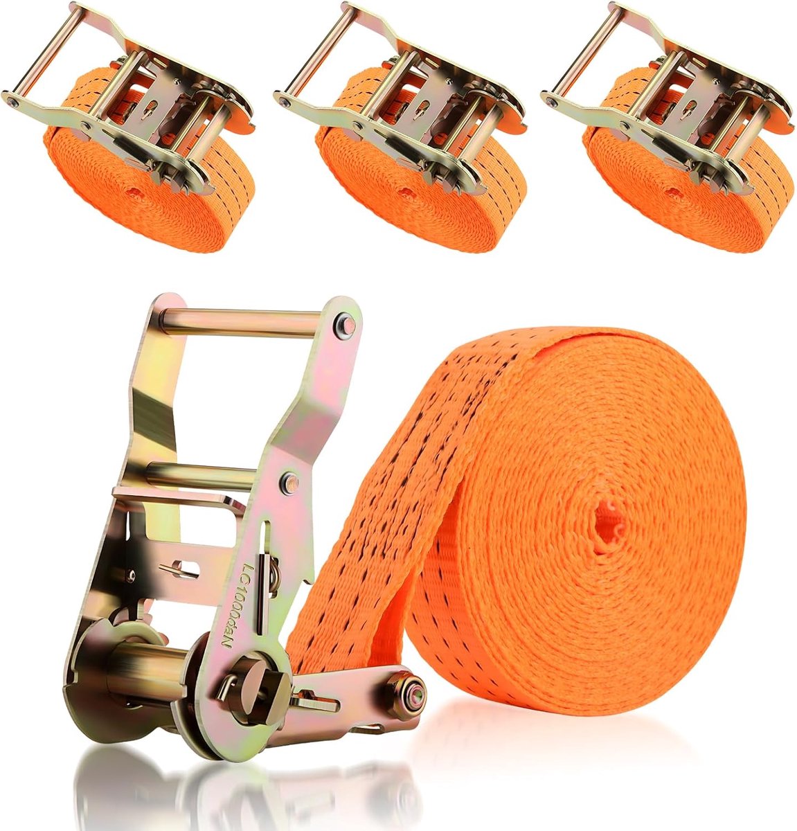 SnelShoppen - Lashing Straps met Ratchet en Haken 35 mm - 4 Stuks Robuuste Bevestigingsriemen voor Ladingbeveiliging, Auto, Motorfiets, Camping en Bag