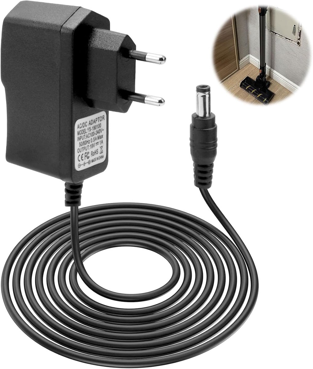 SnelShoppen - 26V 0.5A Oplader voor Snoerloze Stofzuiger, Voeding voor Hoover H-Free 100 200 300 500 700 800, 1.8m Kabel, Europese AC Adapter