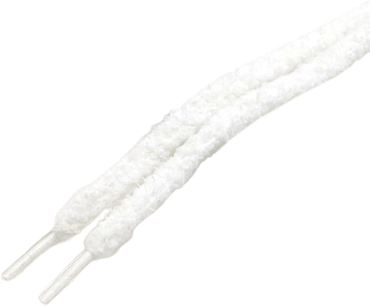 SnelShoppen - 2 Pairs Pluche Veters 8 mm Breed, Sneakers Vervangende Veters met Snelsluiting voor Sport- en Casual Schoenen, Wit 120 cm
