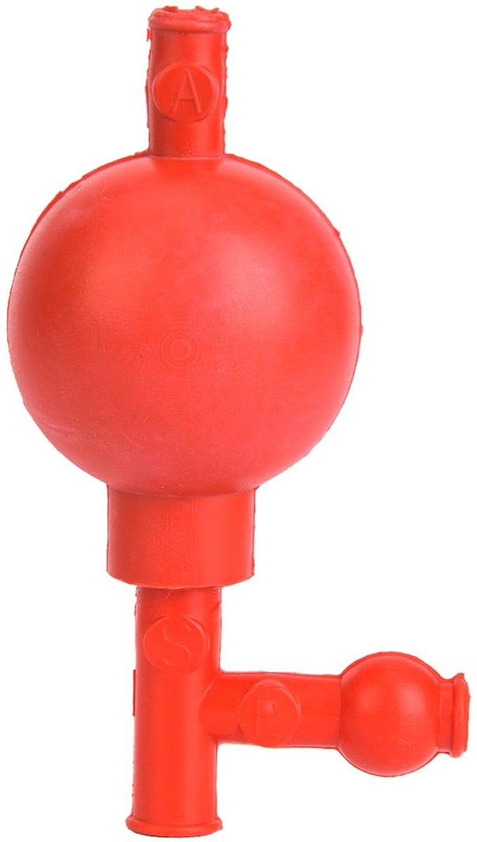 SnelShoppen - Rubberen Zuigbol met 3 Openingen voor Precisie Pipet, Eenvoudig Te Gebruiken, Rood, Duurzaam en Corrosiebestendig