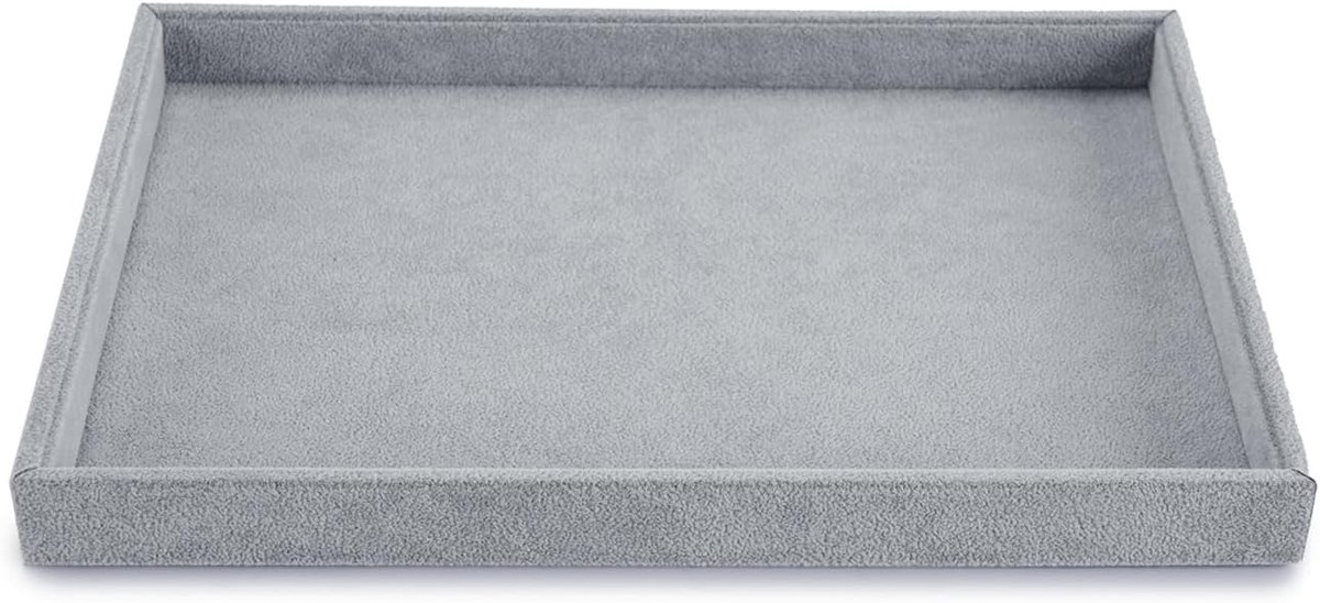 SnelShoppen - Stapelbare Velvet Sieraden Tray - Sieradenopslag, Organiser voor Ringen en Oorbellen - Grijs - Hoogwaardige Houten Composiet met Zacht V
