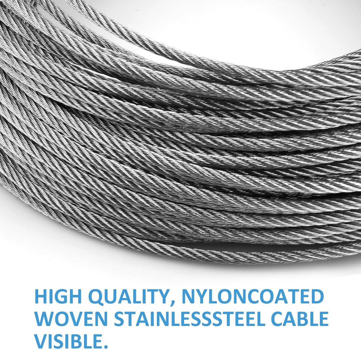 Stainless steel cable 7 x 7, 3 mm, 30 m / 98.4 ft, cable 160 kg (160 kg) max pressure power - ShopVlot