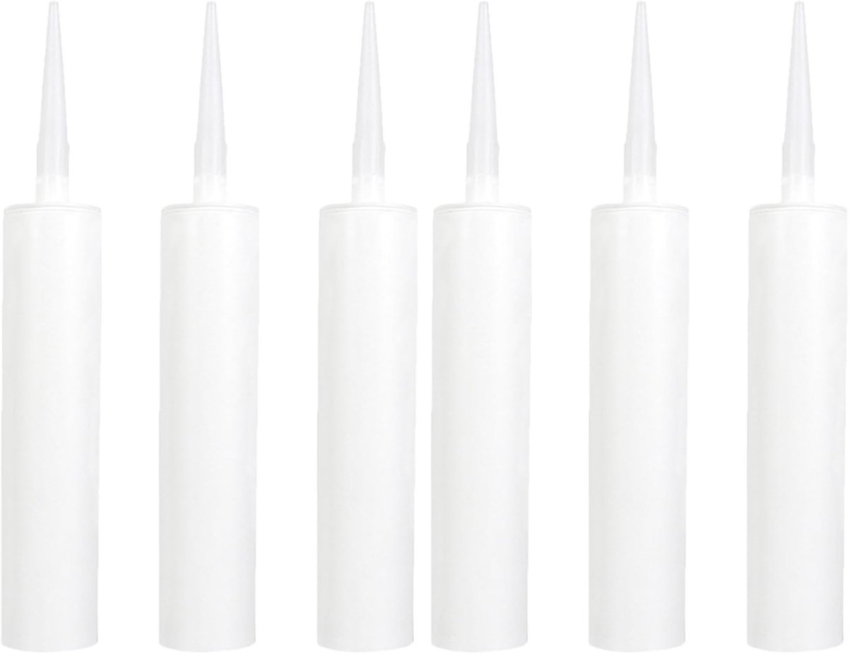 SnelShoppen - 6-delige Vacuüm Silicone Cartridge Set voor Tegelvoegen, Tegellijm en Cement - Vulbare Sealing Tubes, 10 oz, Wit, Ideaal voor Badkamer e
