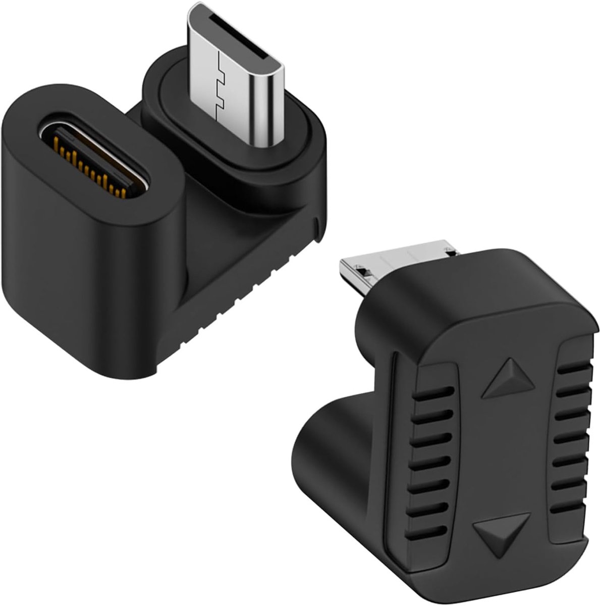 SnelShoppen - USB C naar Micro USB Oplaad- en Gegevensadapter U-Vorm 180 Graden 10W 480Mbps Pack van 2 - Ideaal voor Smartphone en Tablet