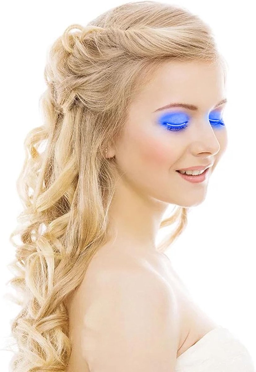 SnelShoppen - LED Wimpers Luminous Valse Wimpers, Lichtgevende Eyeliner, Charmante Ooglid Tape voor Feestjes, Nachtclubs, Halloween - Blauw
