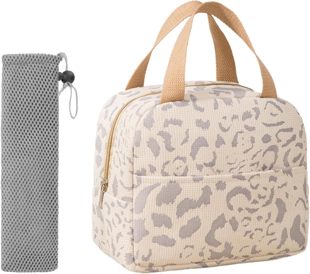 Stijlvolle Geïsoleerde Lunchtas voor Vrouwen, Praktische Koeltas voor Kantoor en School, Inclusief Bestek Etui en Ruimte voor Snacks en Maaltijden