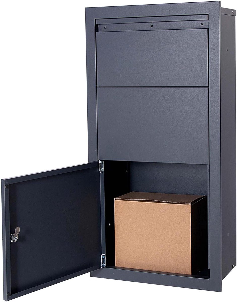 Pakketbox Wandmontage - Brievenbus met opslag - Veilig post ontvangen - Slim inbrengsysteem - 47 x 22 x 87 cm