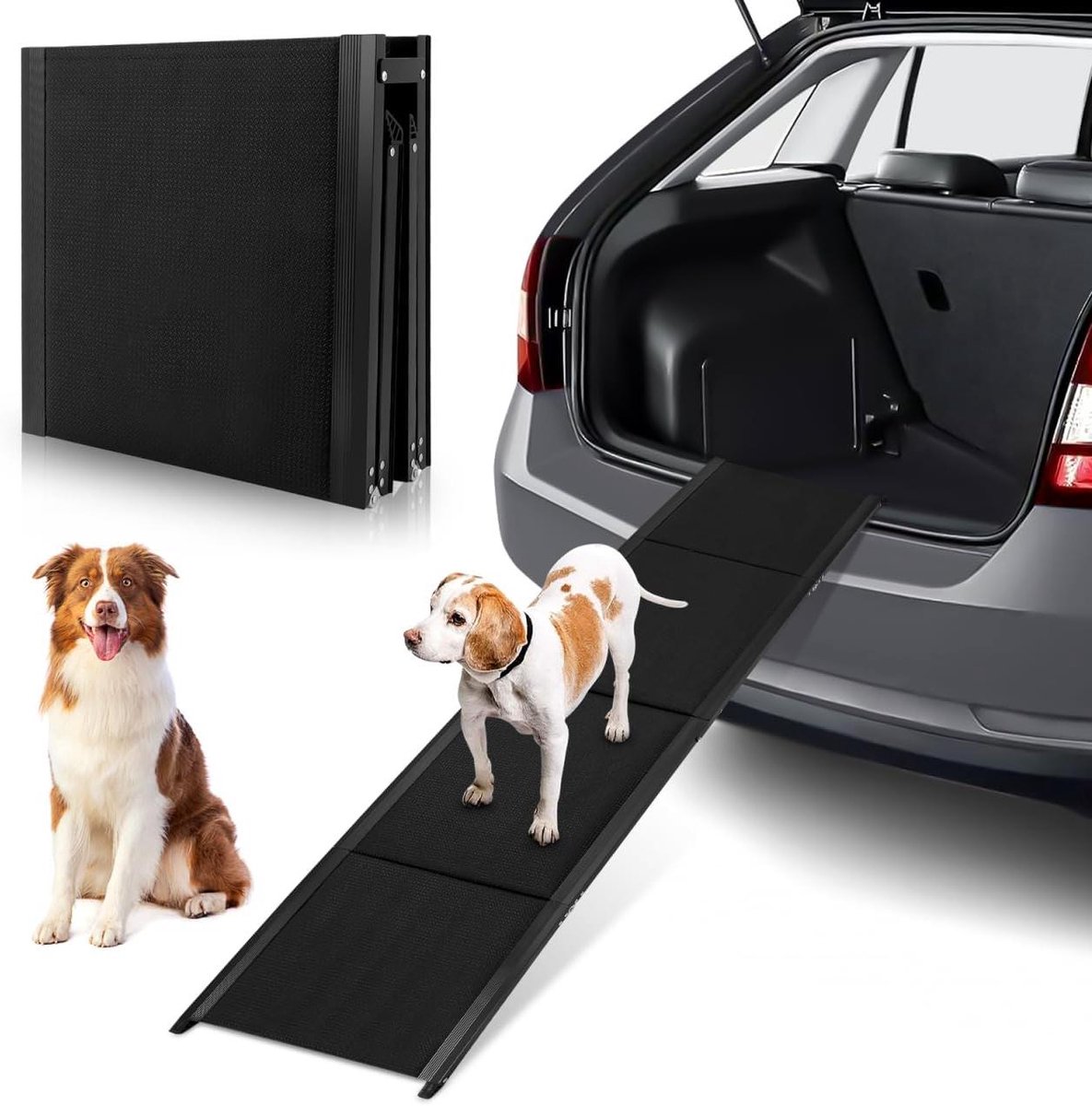 Hondenloopplank - Hondenhelling - Auto instappen - Inklapbaar en draagbaar - 180 x 50 cm - Zwart