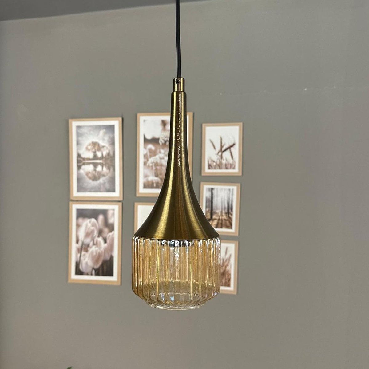 Bamyum Jerno hanglamp Ø11 cm, hanglamp vintage, industrieel van metaal en glas E27, woonkamerlamp hangend, eettafel, keukenlamp