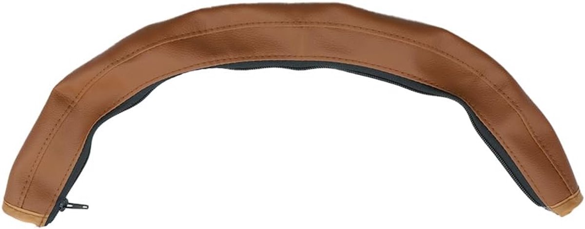 SnelShoppen - Universele Kinderwagen Handgreep Cover - PU Leren Beschermhoes - Bruin met Rits - Waterdicht en Bacteriewerend - Geschikt voor Pram en B