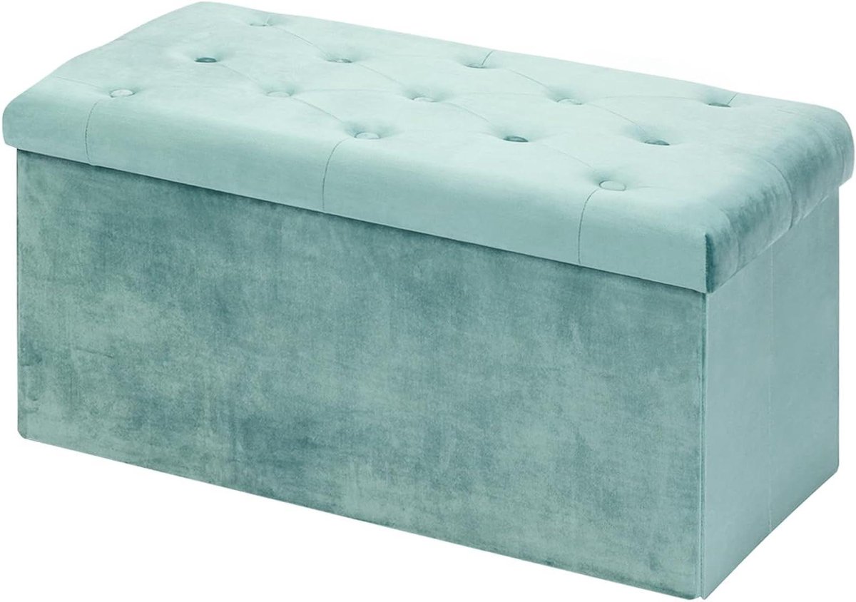 Opbergbank - Voetenbank kruk - Extra zitplaats - Opvouwbaar ontwerp - 80 x 40 x 40 cm - Groen