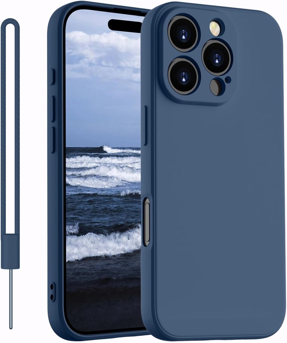 SnelShoppen - Silicone Telefoonhoes Compatibel met iPhone 16 Pro - Donkerblauw, Slank Ontwerp, Duurzaam Materiaal, Elegant en Lichtgewicht, Perfect vo