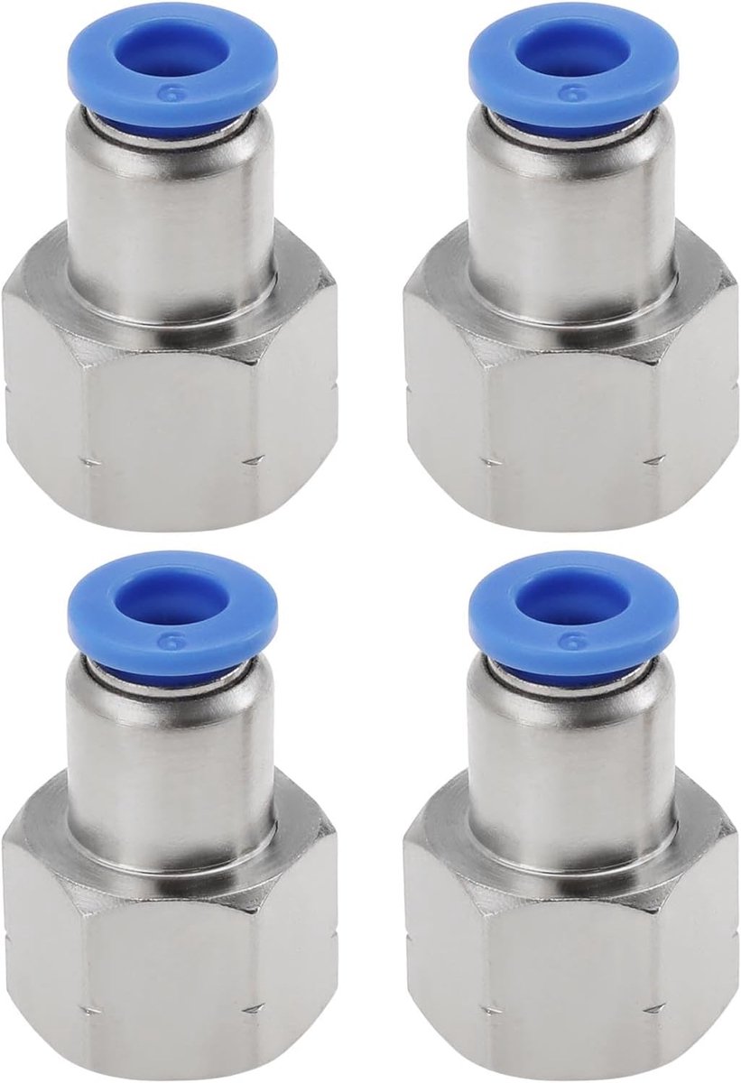 SnelShoppen - 4 stuks 6mm buis OD x 1/4" NPT vrouwelijke schroefdraad push fit pneumatische connector adapter, rechte luchtfittingen