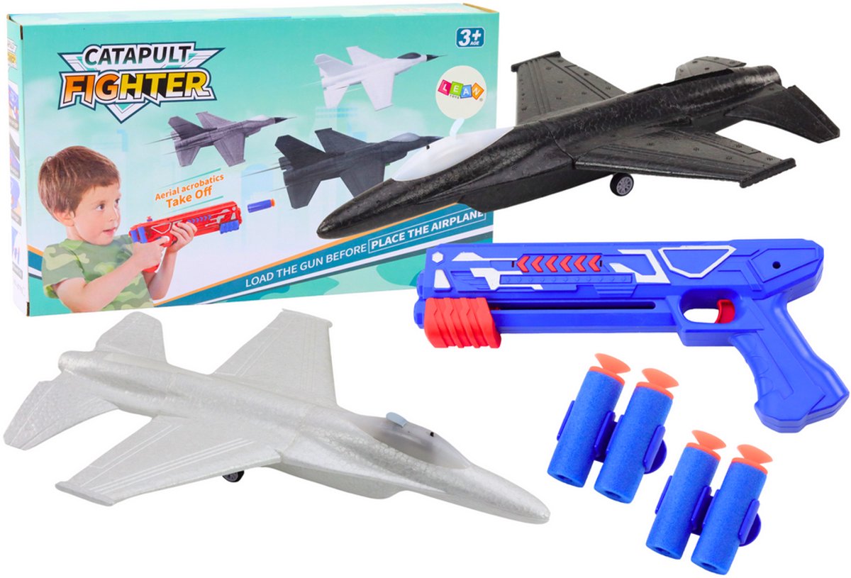 2in1 Dartgun Vliegtuigwerper Blauw