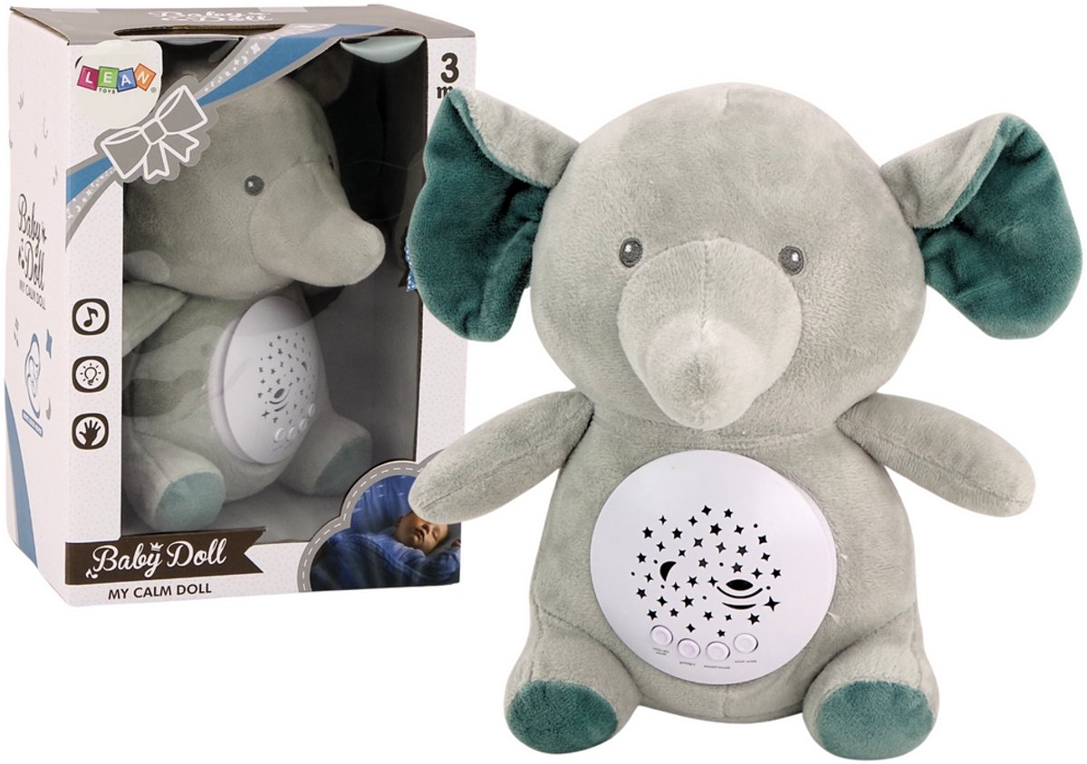 Teddybeer Olifant Slapende Melodieën Lichtsterprojector Grijs