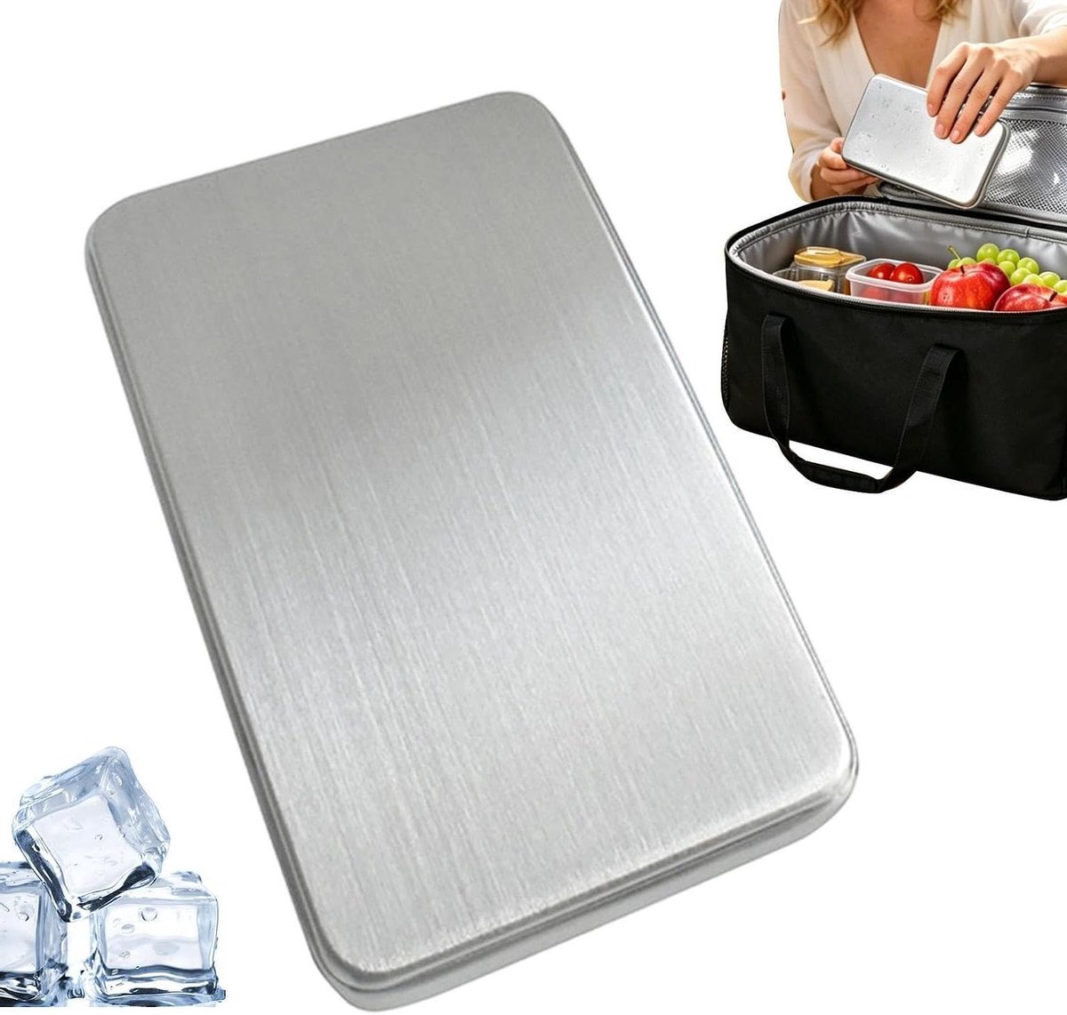 Roestvrij staal ijspakken - Koelpacks herbruikbaar - Eten koel houden - Duurzame koude opslag - 12.7 x 7.6 cm - Zilver