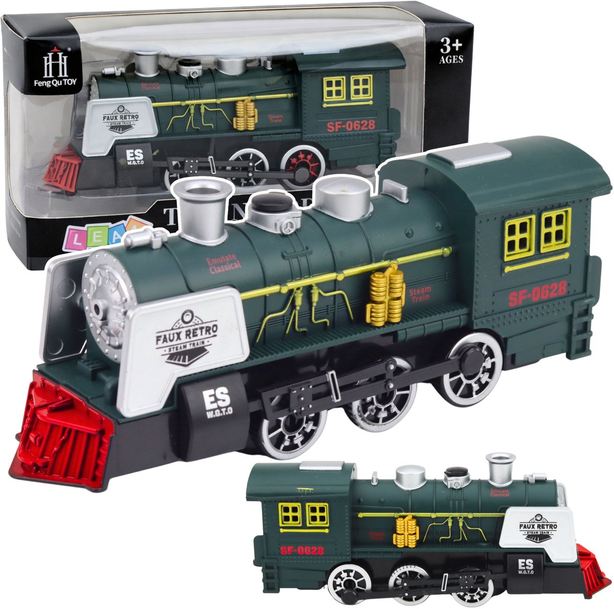 Klassieke locomotief Obstakelsensor Rooklichten klinken groen