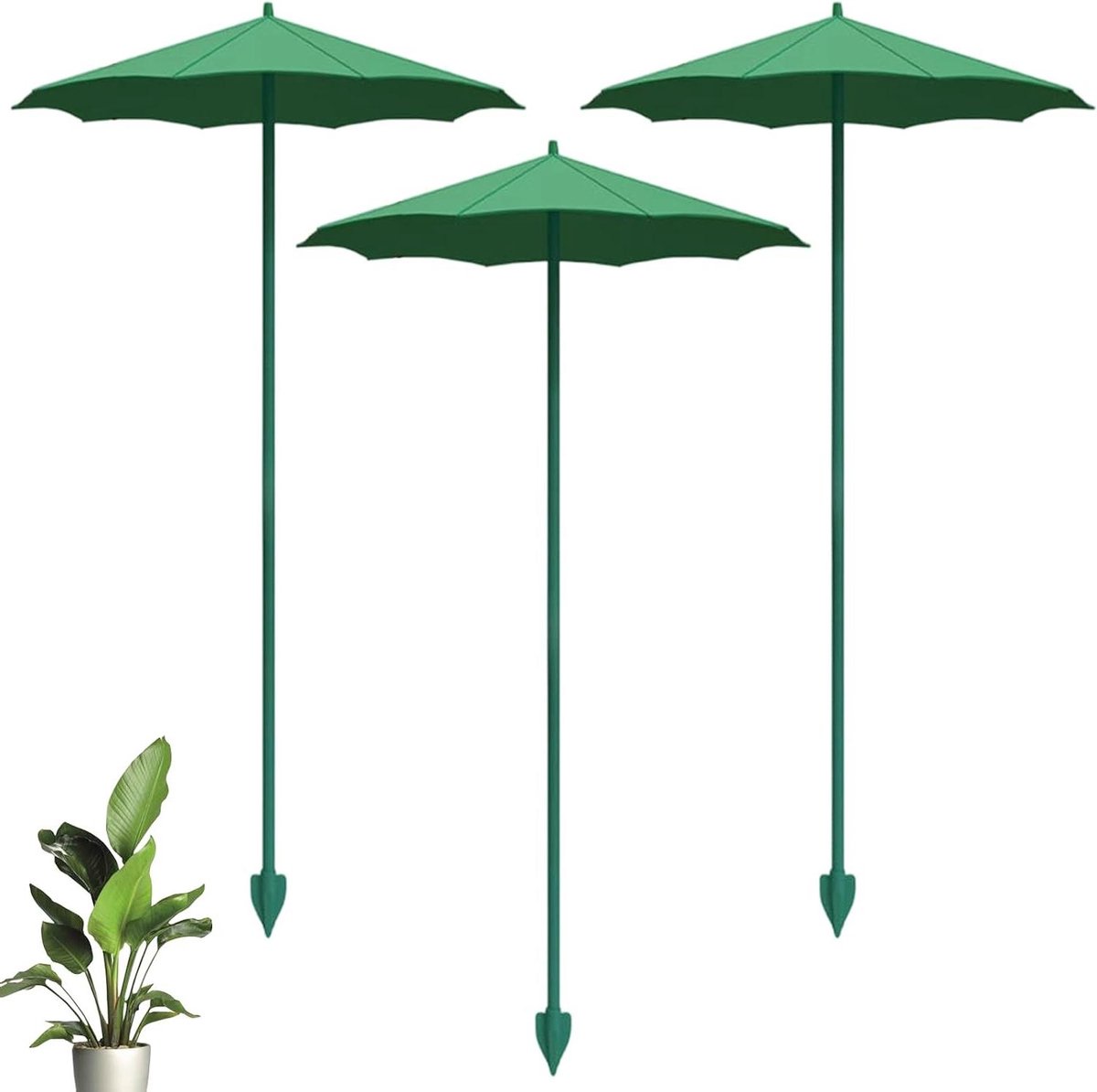 Planten Parasol - Zonnescherm Planten - Bescherming Jonge Planten - UV Bescherming Set - 3 Stuks - Groen