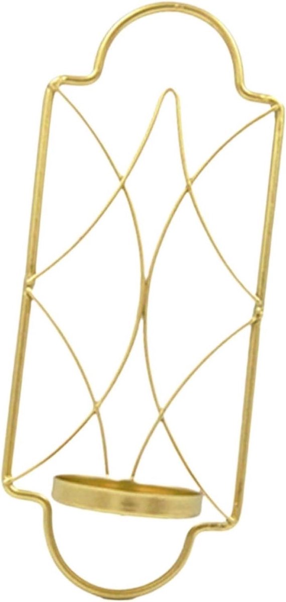 Wandkandelaars Metaal - Kaarsenhouder Muur - Sfeerverlichting Creëren - Ruimtebesparend Ontwerp - 9x22 cm - Goud