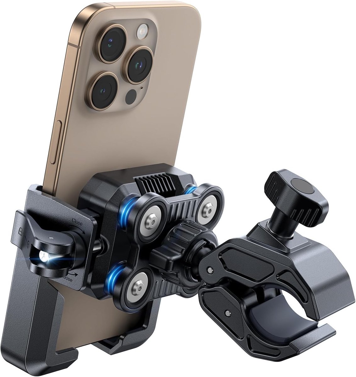 Smartphonehouder voor Fiets en Motor – 2025 Upgrade met 4-Punts Vibration Absorptie, Geschikt voor iPhone 16 en Samsung S24, Ideaal voor Fiets Handlebar en Anti-Trillingen