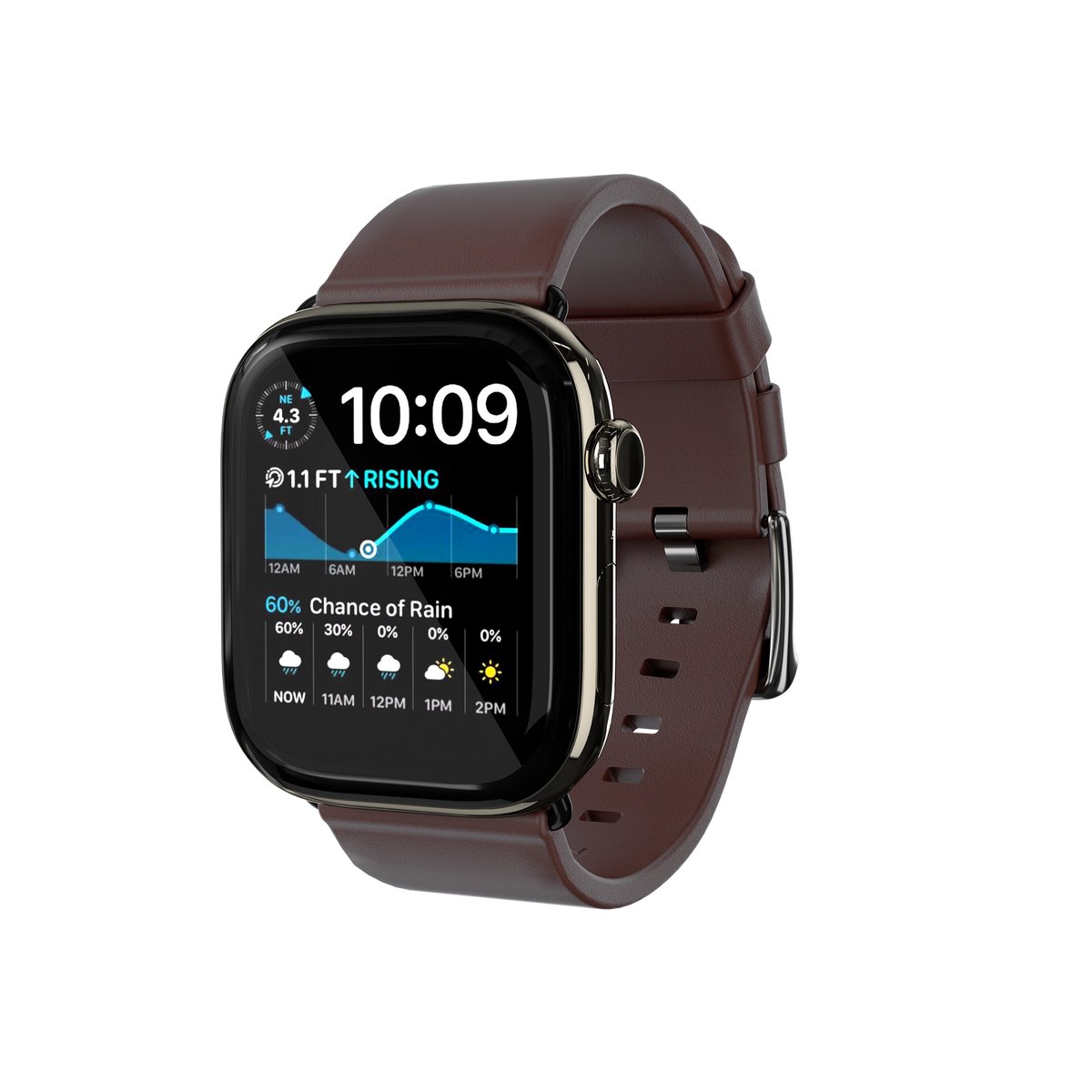 KeyBudz Artisan Lederen Horlogeband (44-49mm) – Compatibel met Apple Watch Series 4 t/m SE2 – Vervaardigd uit Top-grain Ecco Leer – Veroudert Prachtig over Tijd - Bruin