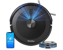 Teendow Robotstofzuiger - Dweilrobot - 2-in-1 Reinigingsrobot - Slimme Stofzuiger – 5000Pa Zuigkracht – LDS Lasernavigatie – Spraakbesturing – Voor Huishoudelijk Gebruik – Standaard Afmetingen – 1 Stuk – Zwart