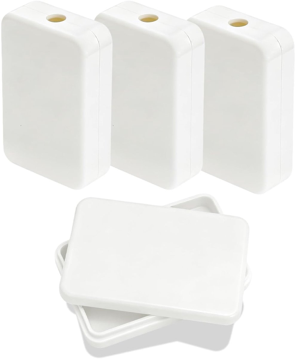 4x Kleine Waterdichte Opbouwdoos Schroefloos Montagebehuizing ABS Wit 55x35x15mm