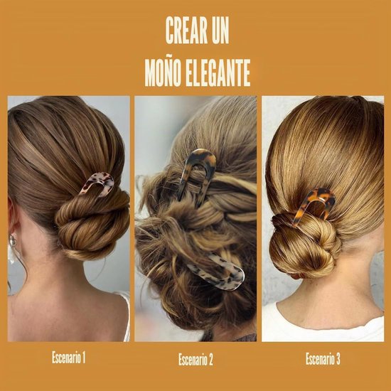 Vrouwen met opgestoken haar, met U-vormige haarvork met schildpadprint.