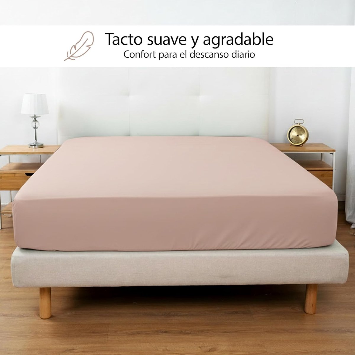 SnelShoppen - Fitted Sheet 150 x 190/200 cm - Lichtroze Microfiber - Ademend en Zacht - Geschikt voor Matras tot 30 cm Hoog - 360° Elastiek - Perfecte
