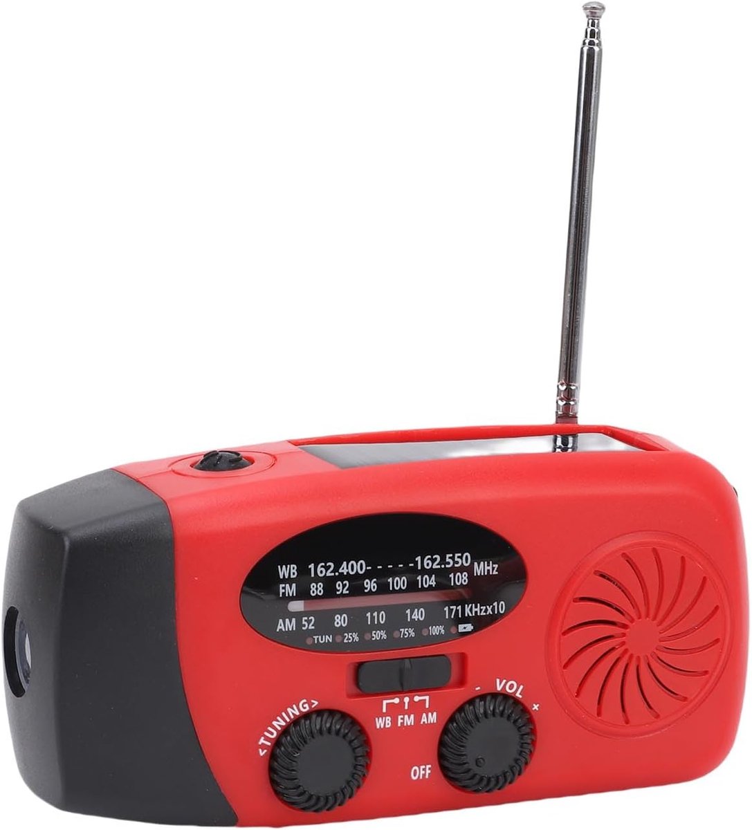 SnelShoppen - CCYLEZ Weer Radio met Handcrank, Zonnepaneel, 2000mAh Powerbank, AM FM NOAA WB Radio voor Camping, Noodgevallen, Thuis, Buiten