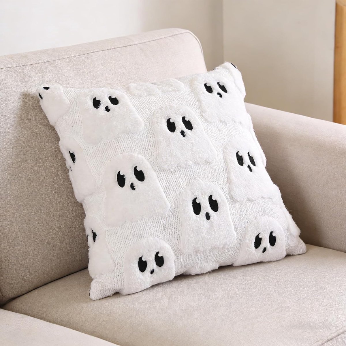 SnelShoppen - Halloween Kussenhoes Grappig 45x45cm, Spookachtige Decoratieve Kussencover voor Halloweenfeest, Creepy Ghost Kussen Slips voor Sofa en H