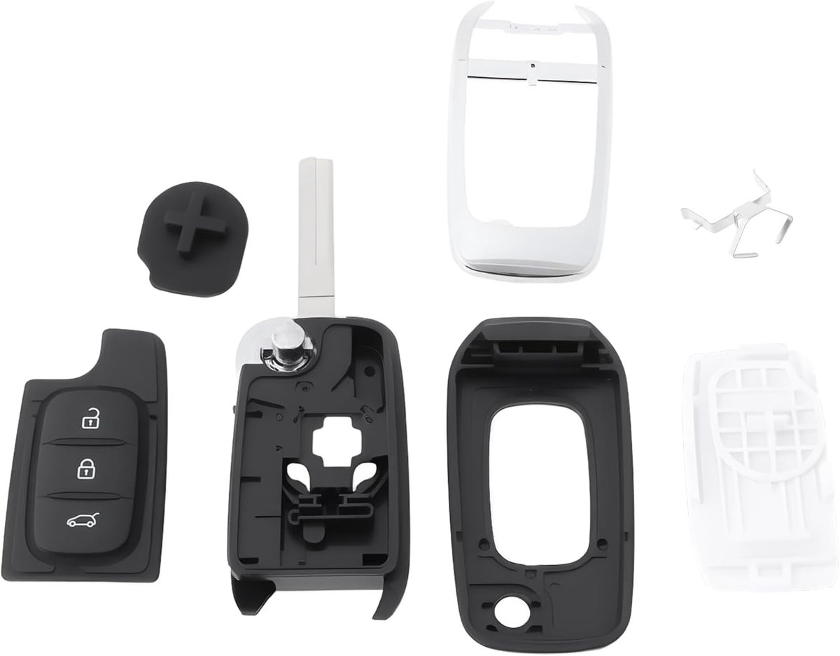 SnelShoppen - OTOTEC 3-Button Vervangende Sleutelbehuizing voor Renault Kadjar, Captur, Symbol, Megane, Kaptur en Duster 2013-2018, Geschikt voor Auto