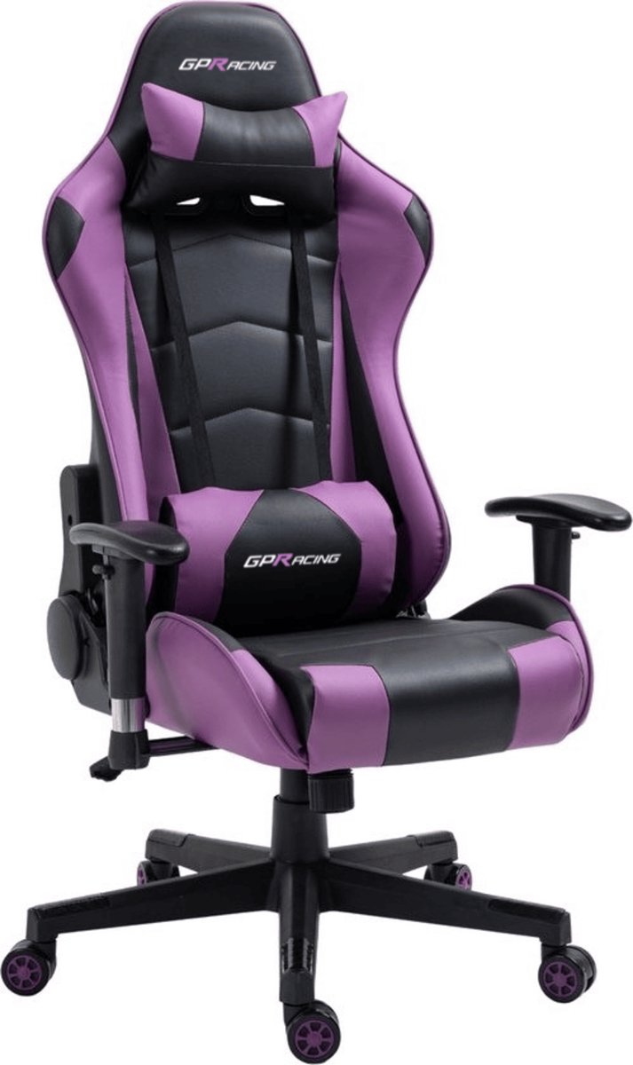 GPRacing Pro - Game Stoel - Gaming Stoel - Ergonomische Bureaustoel - Gamestoel - Verstelbaar - Gaming Chair - Zwart / Paars