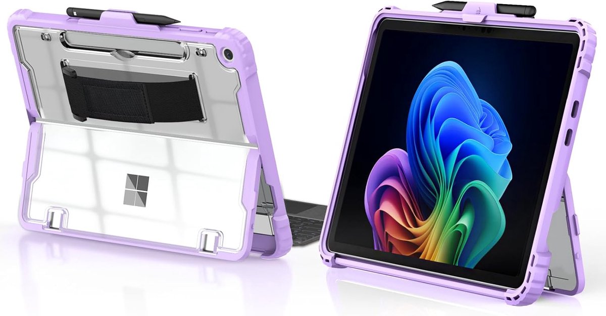 SnelShoppen - TiMOVO Hoes voor Microsoft Surface Pro 12 Inch 2025, Violet | Penhouder, Stevige Heldere Achterkant, Verwijderbare Handriem, Compatibel